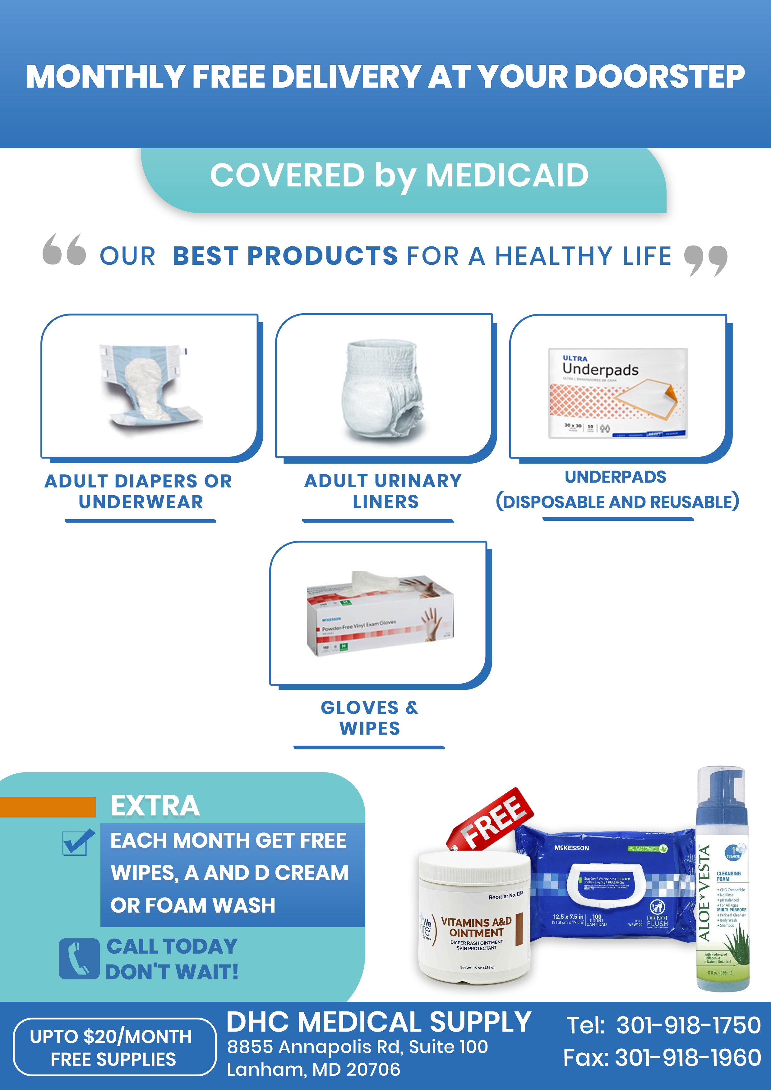 Monthly Free Delivery At Your Doorstep With DHC Medical Supply! icon